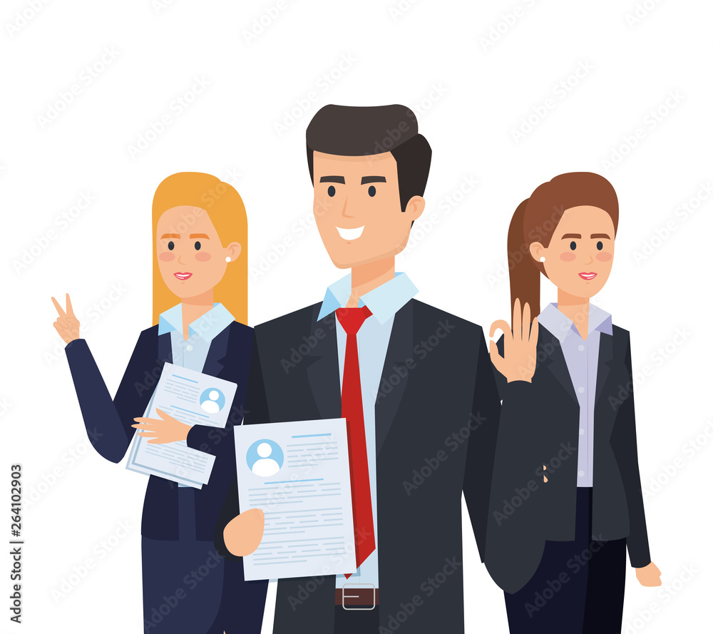 professional elegant businesspeople with executive documents professional elegant businesspeople with executive documents