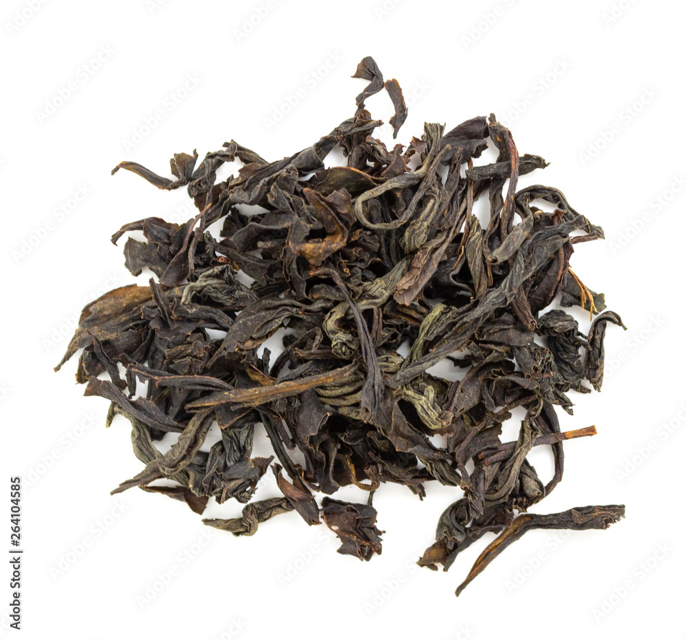 Obraz premium black tea, large leaf on a white background
