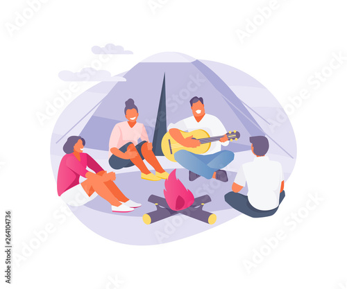 Camping friends vector