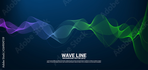 Blue and green Sound wave line curve on dark background. Element for theme technology futuristic vector