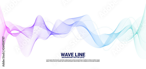 purple and blue Sound wave line curve on white background. Element for theme technology futuristic vector