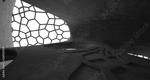 Abstract white and concrete interior. 3D illustration and rendering.