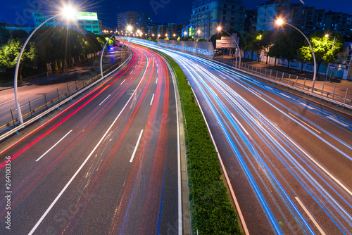 The cars on the highway light trails in Shanghai, China © 一飞 黄