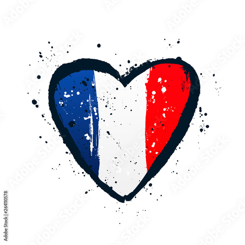 French flag in the form of a big heart.