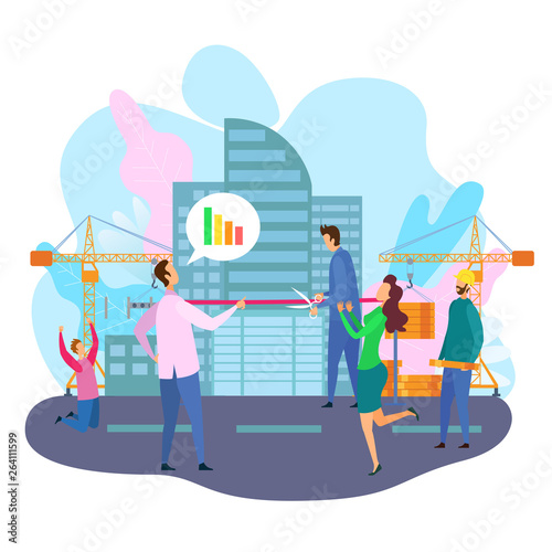 Businessman Cut Rope Business Center Open Ceremony