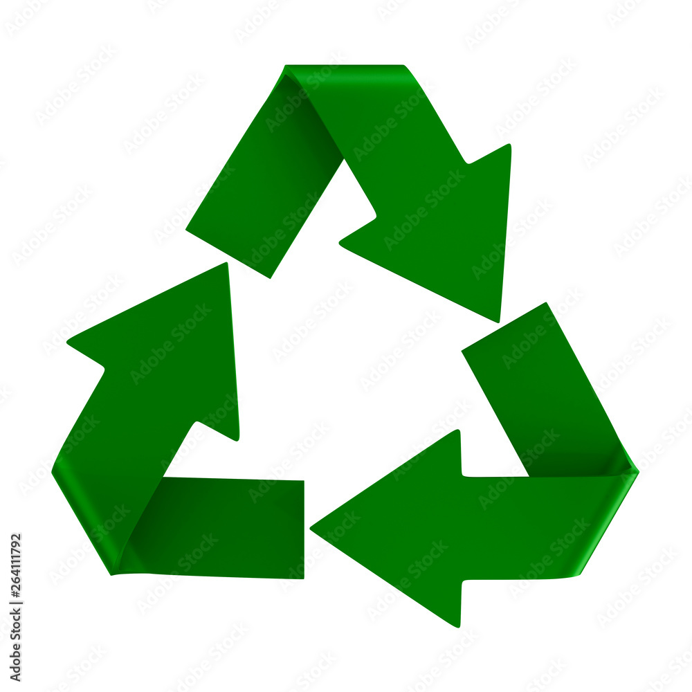 sign recycled on white background. Isolated 3D illustration sign recycled on white background. Isolated 3D illustration