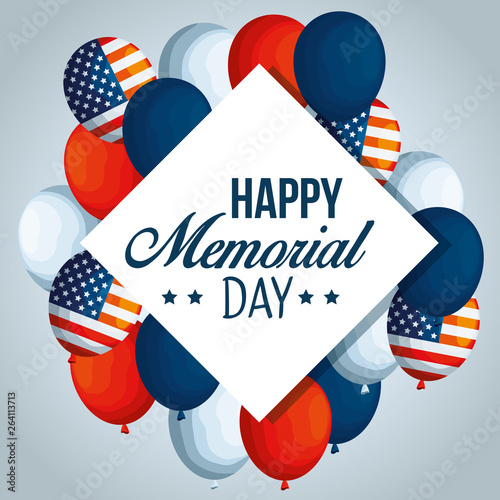 emblem with usa balloons flag decoration