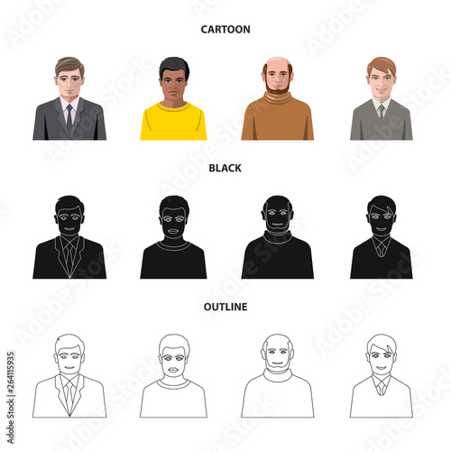 Vector illustration of hairstyle and profession  icon. Collection of hairstyle and character  stock symbol for web.
