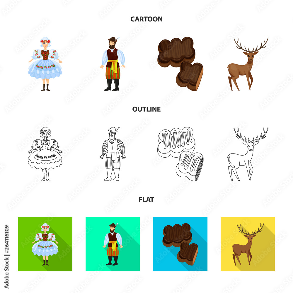 Obraz premium Vector design of traditional and tour icon. Set of traditional and landmarks stock vector illustration.