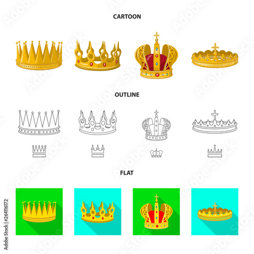 Isolated object of medieval and nobility icon. Collection of medieval and monarchy stock vector illustration.