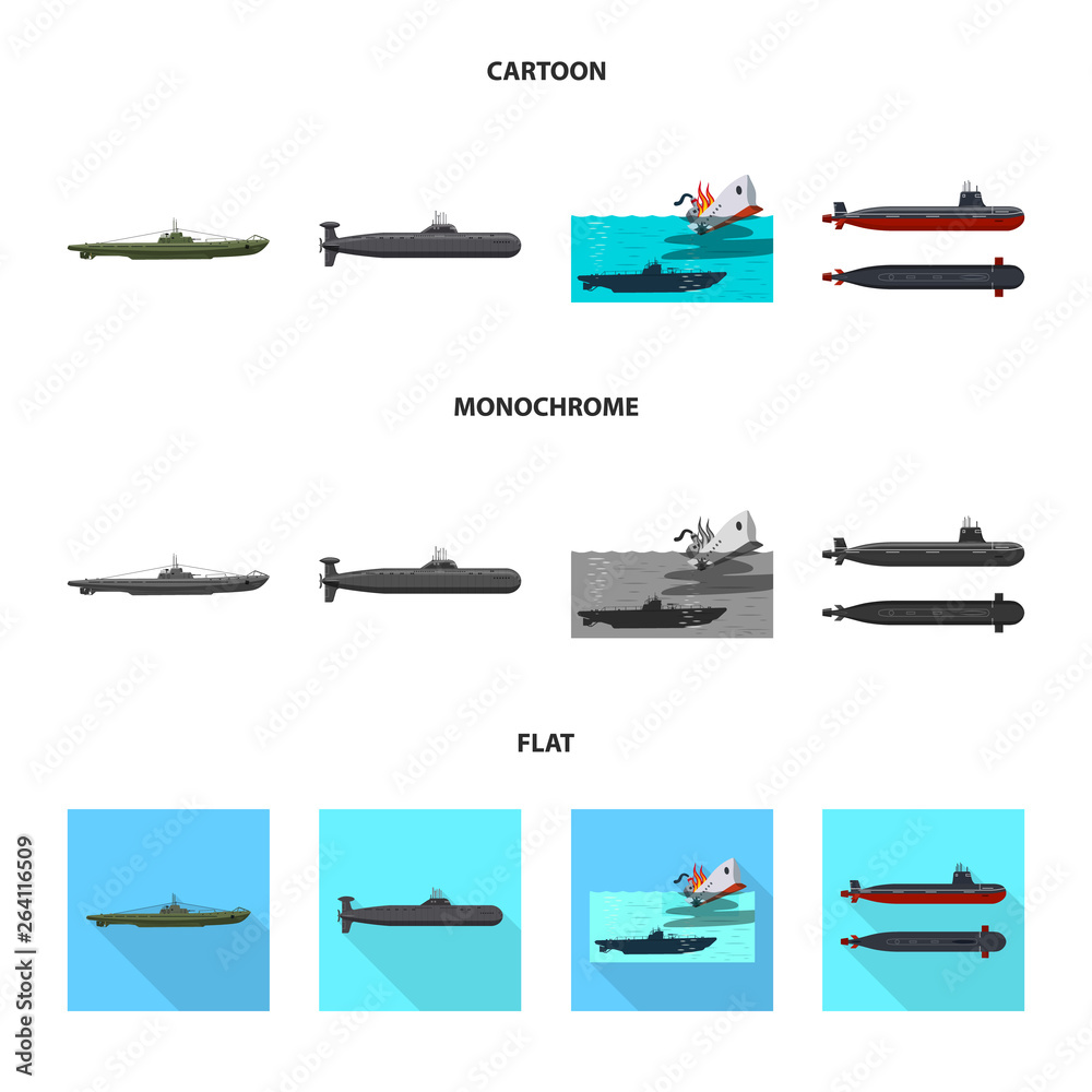 Isolated object of war  and ship sign. Collection of war  and fleet vector icon for stock.