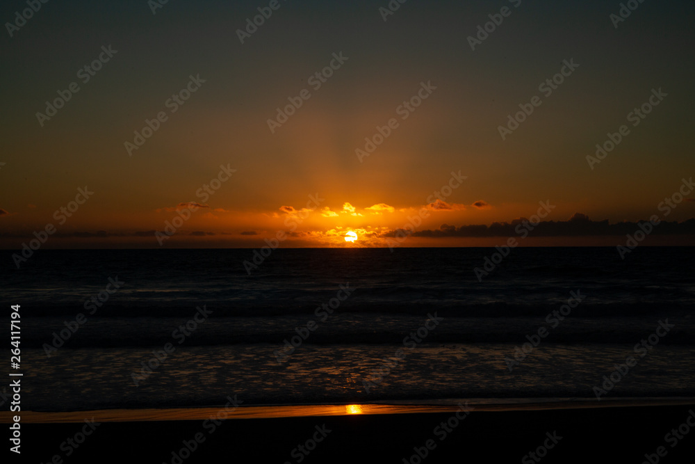 Moss Landing beach California sunset