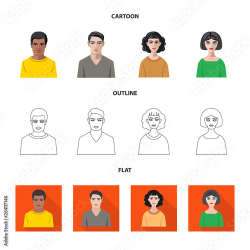 Vector design of hairstyle and profession  logo. Collection of hairstyle and character  stock vector illustration.