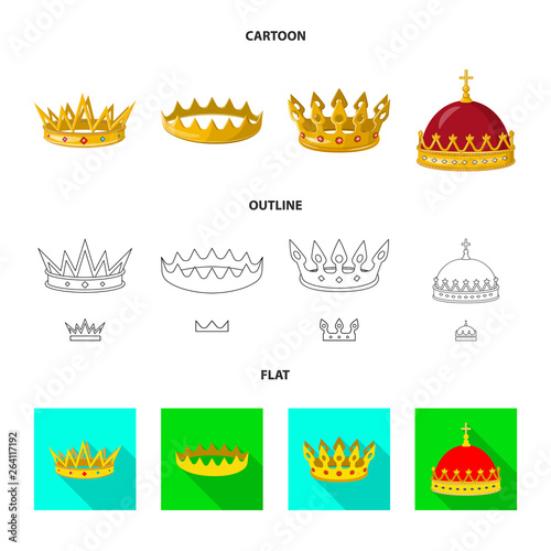 Vector design of medieval and nobility sign. Collection of medieval and monarchy stock vector illustration.