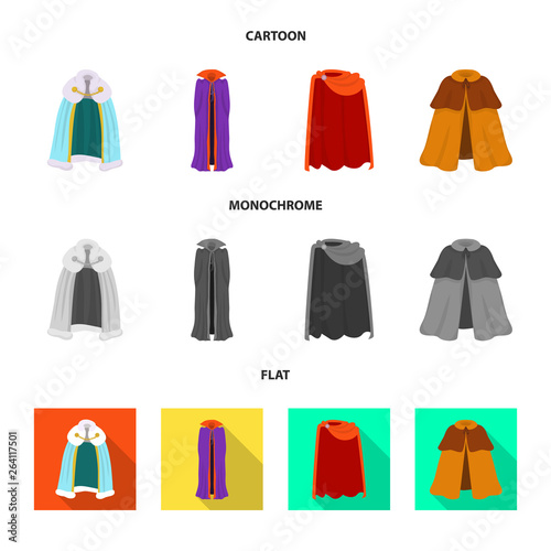 Vector illustration of material and clothing icon. Set of material and garment stock vector illustration.
