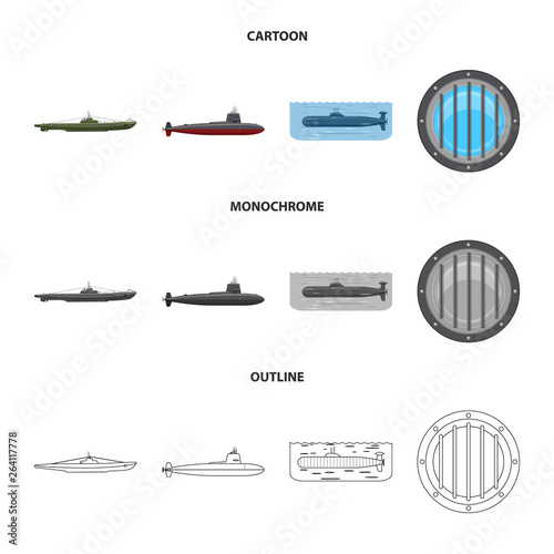 Vector illustration of war  and ship symbol. Collection of war  and fleet stock symbol for web.