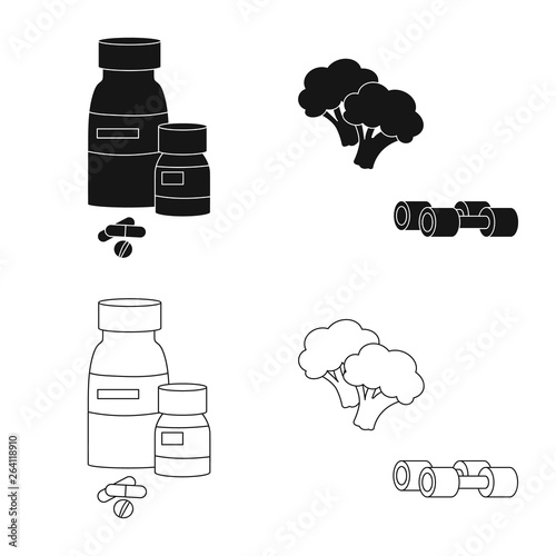 Vector design of diet and treatment  icon. Set of diet and medicine stock symbol for web.