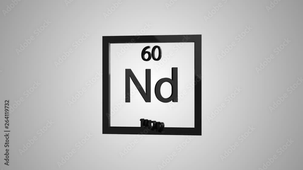 Neodymium modern icon 3D animation - periodic table element helium on gray and green background Neodymium modern icon 3D animation - periodic table element helium on gray and green background