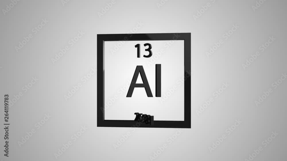 Aluminium modern icon 3D animation - periodic table element helium on gray and green background Aluminium modern icon 3D animation - periodic table element helium on gray and green background