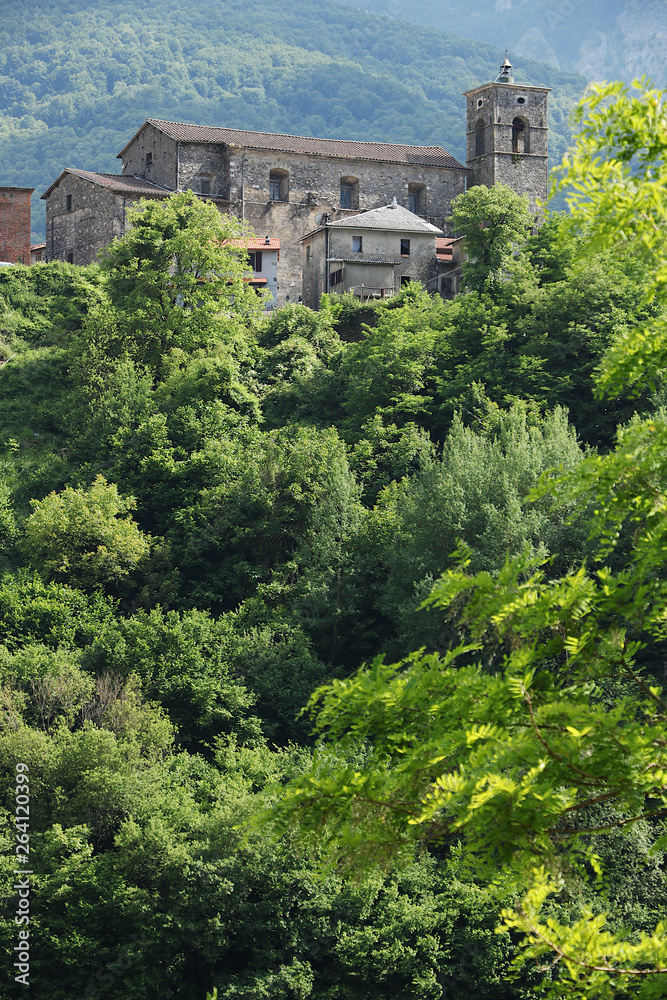 Vagli di Sotto, Garfagnana, Lucca, Tuscany. Italy. The village immersed in the vegetation of the Apuan Alps. Vagli di Sotto, Garfagnana, Lucca, Tuscany. Italy. The village immersed in the vegetation of the Apuan Alps.