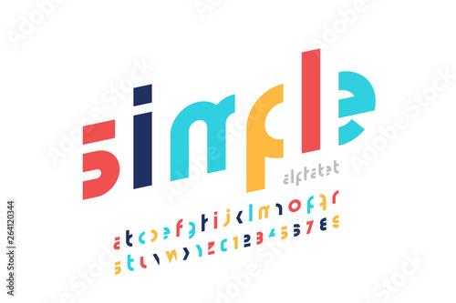 Minimalistic style modern font design, lowercase alphabet letters and numbers