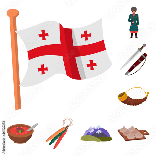 Isolated object of Caucasus and traditions sign. Collection of Caucasus and attributes stock vector illustration.