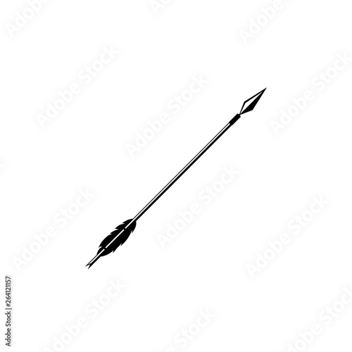 arrow with feather. simple black and white illustration. vector icon, symbol