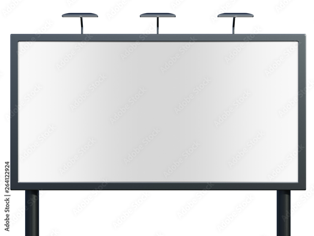 Obraz premium 3D rendering of blank billboard (empty advertisement) isolated on white. Empty mockup template