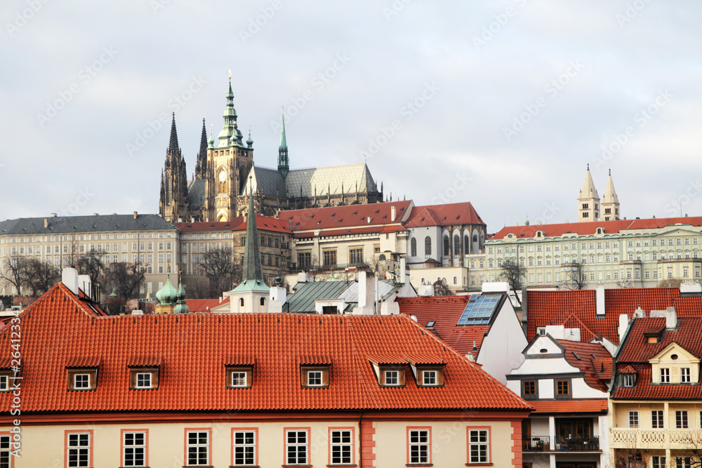 The panorama of the Charles bridge and Prazhsky Hrad in the center of Prague The panorama of the Charles bridge and Prazhsky Hrad in the center of Prague