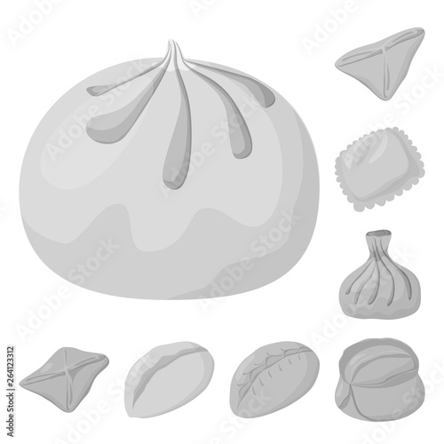 Vector design of dumplings and stuffed symbol. Set of dumplings and dish vector icon for stock.