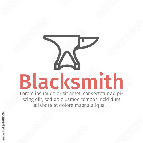 Blacksmith vector icon. Anvil and Hammer line sign