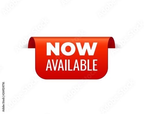 Red Vector Banner Ribbon on white background, top bookmark.