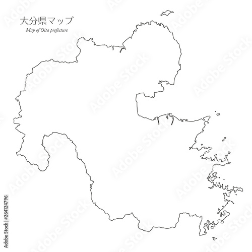 大分県マップ、白地図、シンプル地図