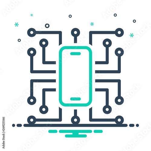 Mix line icon for digitalisation technology 