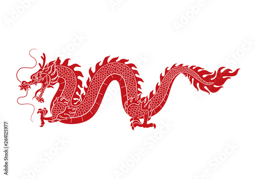 graphic red dragon, vector
