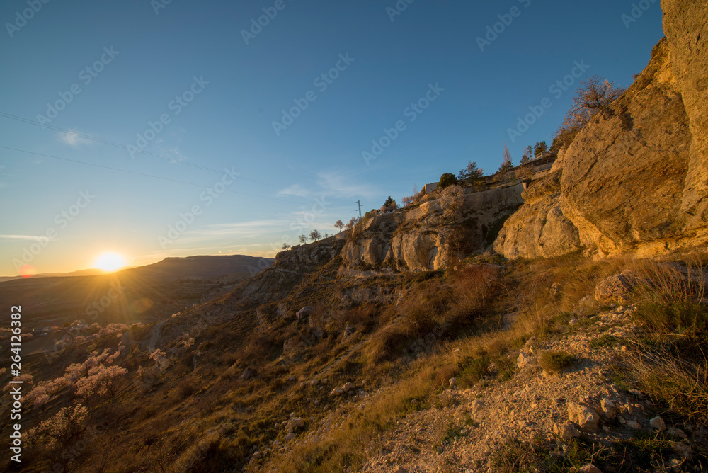 Mountains around Morella in els ports during sunset