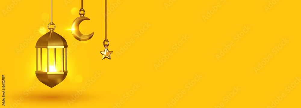 Yellow Background 3d design is Arabian vintage decorative hanging lamp