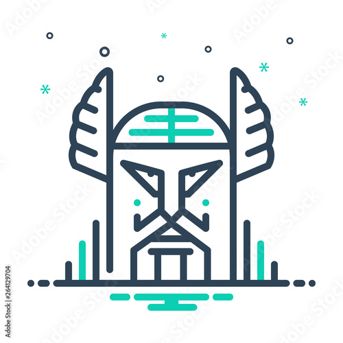 Mix line icon for odin norse