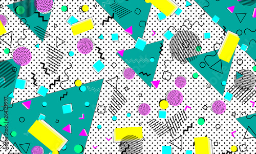 Pop art color background. Memphis pattern