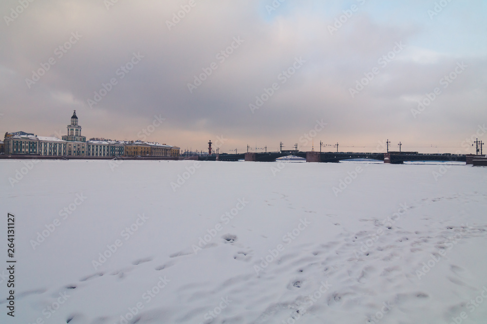 Neva river in winter, St. Petersburg, Russia