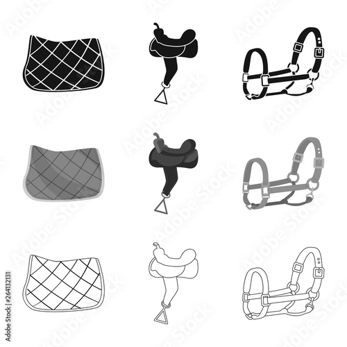 Isolated object of equipment and riding symbol. Collection of equipment and competition stock symbol for web.