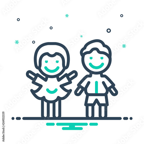 Mix line icon for children kids 