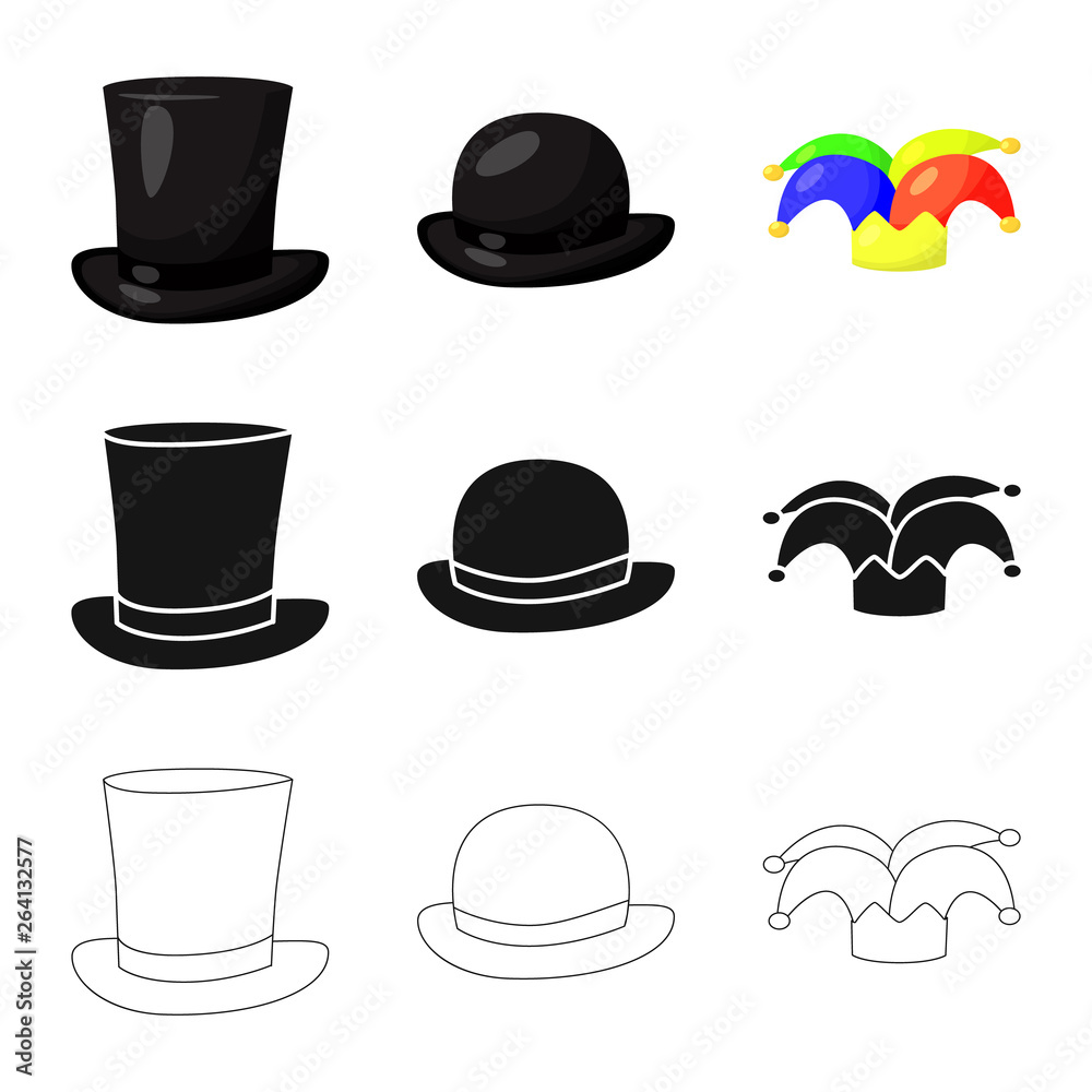 Vector design of clothing and cap symbol. Collection of clothing and beret stock vector illustration. Vector design of clothing and cap symbol. Collection of clothing and beret stock vector illustration.