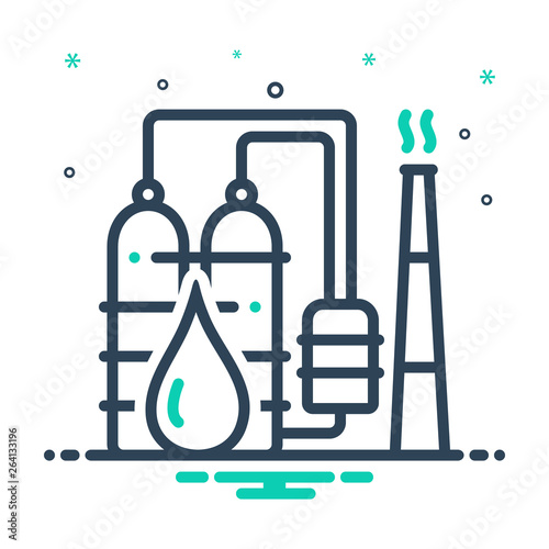 Mix line icon for petrochemical  
