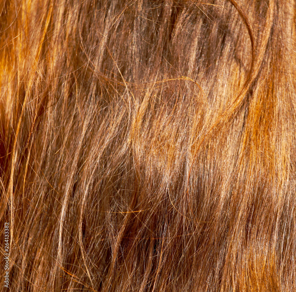 Naklejka premium Red hair on the head of the girl as an abstract background
