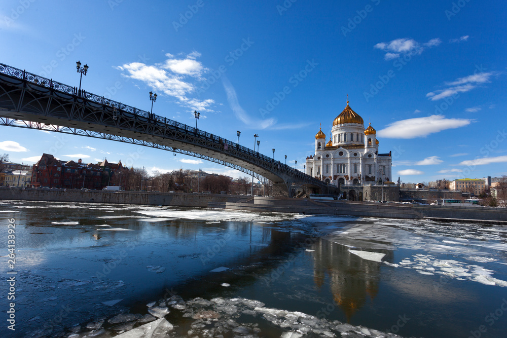Cathedral of Christ the Saviour in Moscow in the spring day