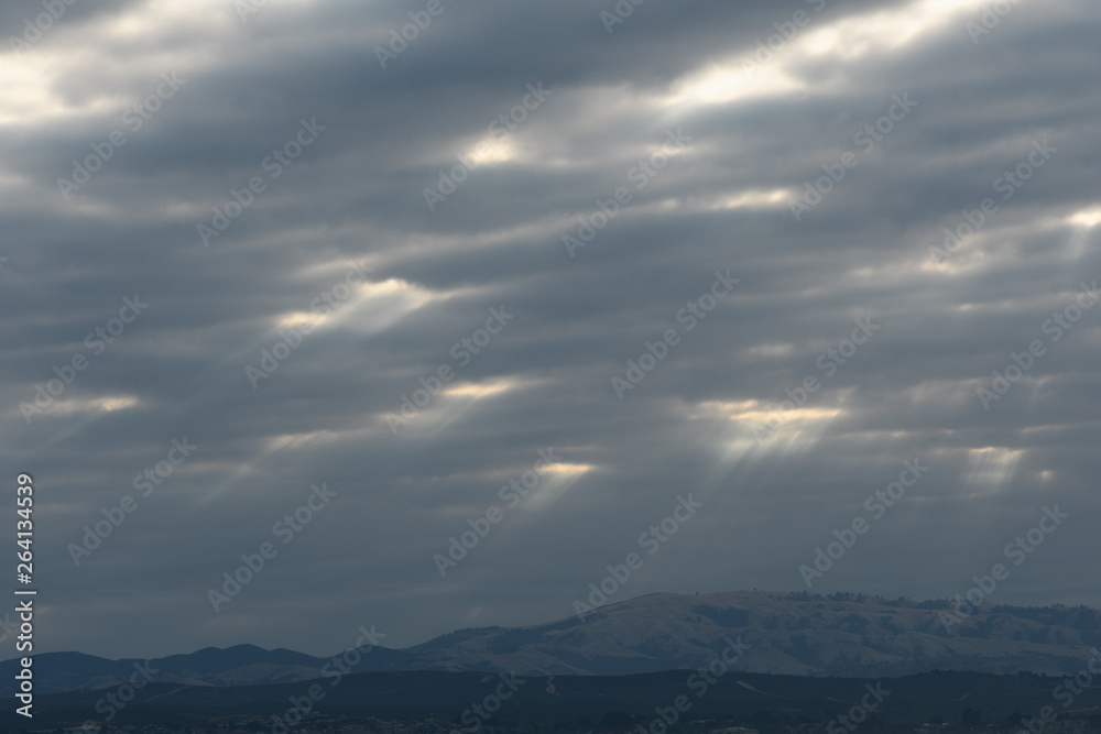 Sunrays Break Through Morning Clouds Over Monterey Bay Sunrays Break Through Morning Clouds Over Monterey Bay