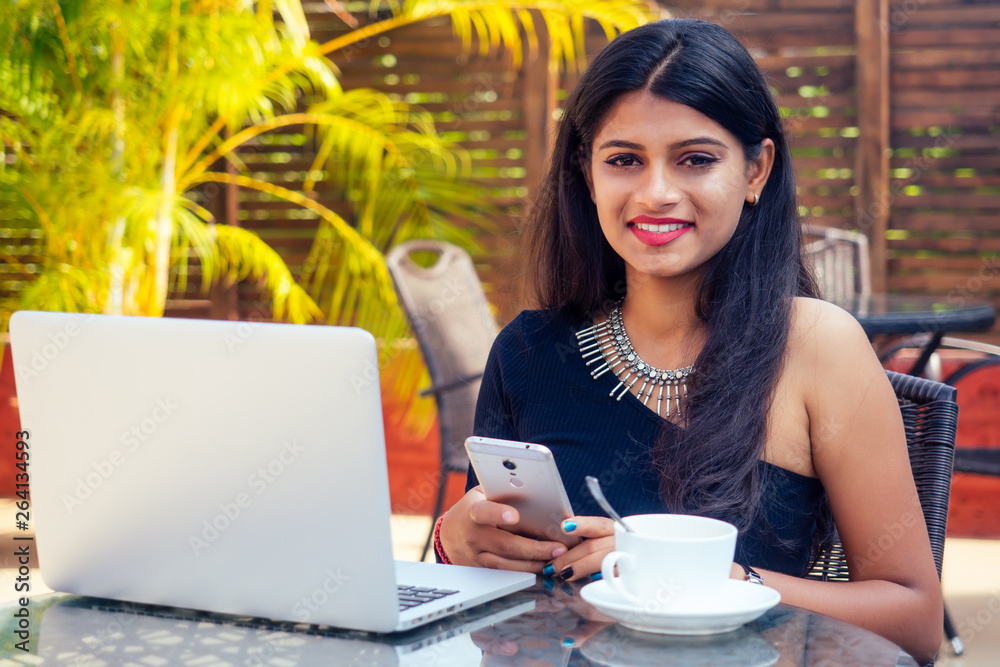 Woman using laptop . remote work and freelance Woman using laptop . remote work and freelance