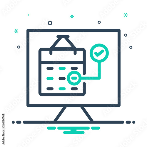 Mix line icon for planning organizing 