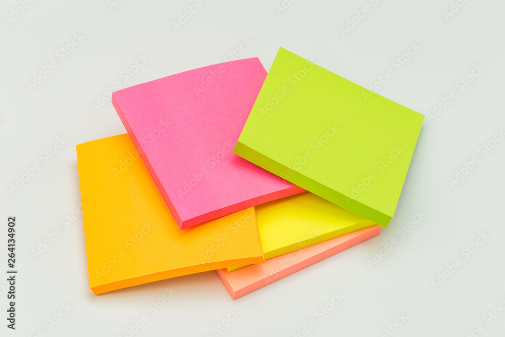 set of colour paper stick note on a white background set of colour paper stick note on a white background